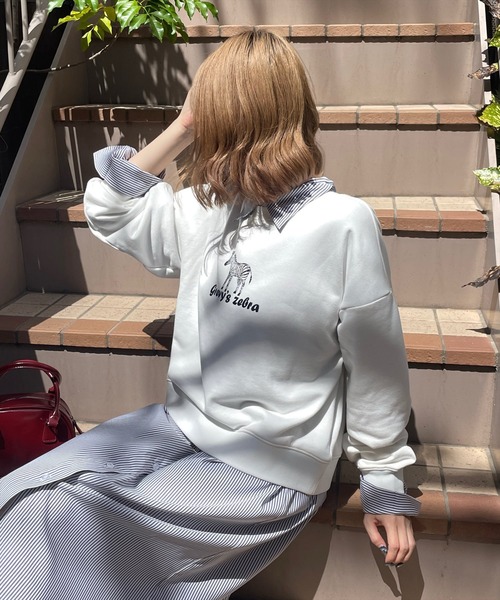 clear（クリア）の「ゼブラロゴプリント普通丈スウェットトップス [大人 カジュアル 着回し力抜群]≪再入荷≫（スウェット・レディース・ブルーグレー/オフホワイト/チャコールグレー・F）」の13枚目の写真