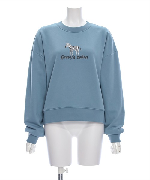 clear（クリア）の「ゼブラロゴプリント普通丈スウェットトップス [大人 カジュアル 着回し力抜群]≪再入荷≫（スウェット・レディース・ブルーグレー/オフホワイト/チャコールグレー・F）」の16枚目の写真