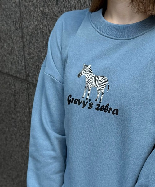 clear（クリア）の「ゼブラロゴプリント普通丈スウェットトップス [大人 カジュアル 着回し力抜群]≪再入荷≫（スウェット・レディース・ブルーグレー/オフホワイト/チャコールグレー・F）」の14枚目の写真