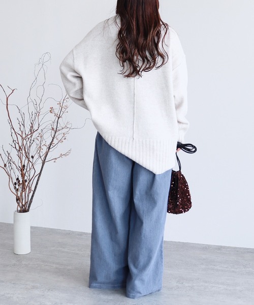 reca（レカ）の「タックワイドデニム（デニムパンツ・レディース・ネイビー/ブルー・FREE）」の6枚目の写真