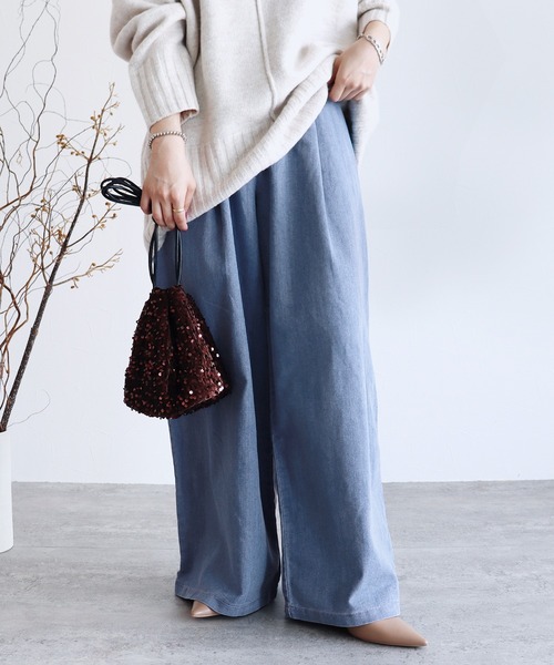 reca（レカ）の「タックワイドデニム（デニムパンツ・レディース・ネイビー/ブルー・FREE）」の7枚目の写真