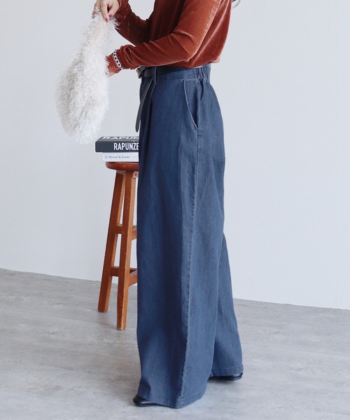 reca（レカ）の「タックワイドデニム（デニムパンツ・レディース・ネイビー/ブルー・FREE）」の10枚目の写真