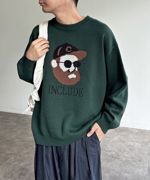 CPCM（シーピーシーエム）の「アソートモチーフスウェットライクニット（ニット/セーター・レディース・チャコールグレー/グレー/ネイビー/アイボリー/グレー系その他/ホワイト/ホワイト系その他/グリーン・MEDIUM/LARGE）」の7枚目の写真