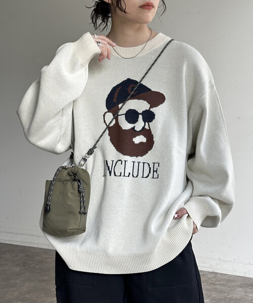 CPCM（シーピーシーエム）の「アソートモチーフスウェットライクニット（ニット/セーター・レディース・チャコールグレー/グレー/ネイビー/アイボリー/グレー系その他/ホワイト/ホワイト系その他/グリーン・MEDIUM/LARGE）」の15枚目の写真