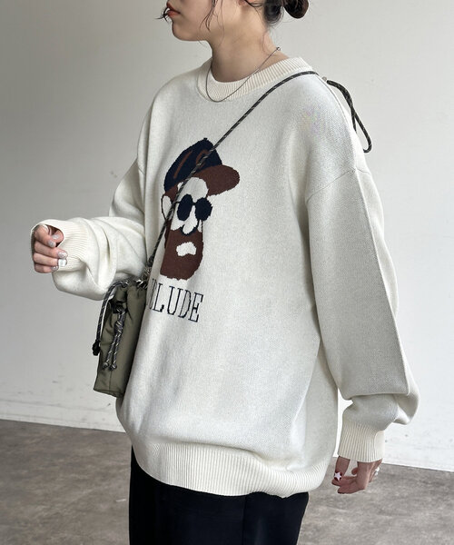 CPCM（シーピーシーエム）の「アソートモチーフスウェットライクニット（ニット/セーター・レディース・チャコールグレー/グレー/ネイビー/アイボリー/グレー系その他/ホワイト/ホワイト系その他/グリーン・MEDIUM/LARGE）」の16枚目の写真