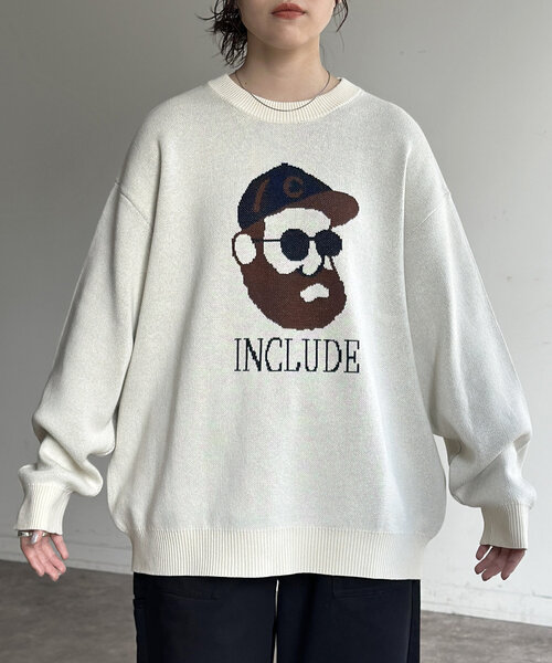 CPCM（シーピーシーエム）の「アソートモチーフスウェットライクニット（ニット/セーター・レディース・チャコールグレー/グレー/ネイビー/アイボリー/グレー系その他/ホワイト/ホワイト系その他/グリーン・MEDIUM/LARGE）」の20枚目の写真