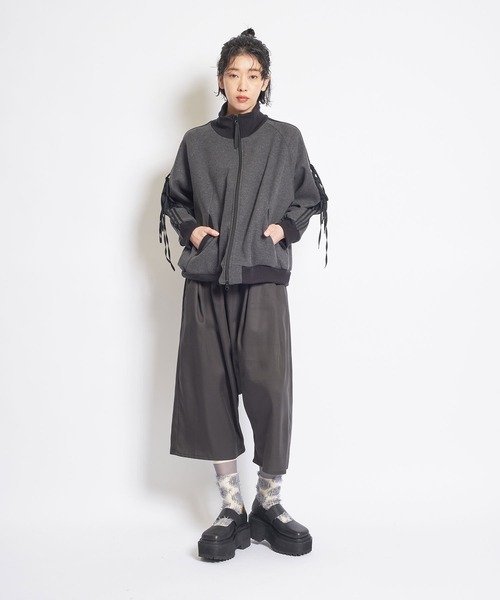 gomme（ゴム）の「ミルドジャージ　テープブルゾン（ライダースジャケット・レディース・チャコールグレー/ブラック・MEDIUM）」の18枚目の写真