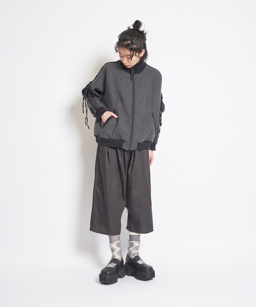 gomme（ゴム）の「ミルドジャージ　テープブルゾン（ライダースジャケット・レディース・チャコールグレー/ブラック・MEDIUM）」の3枚目の写真