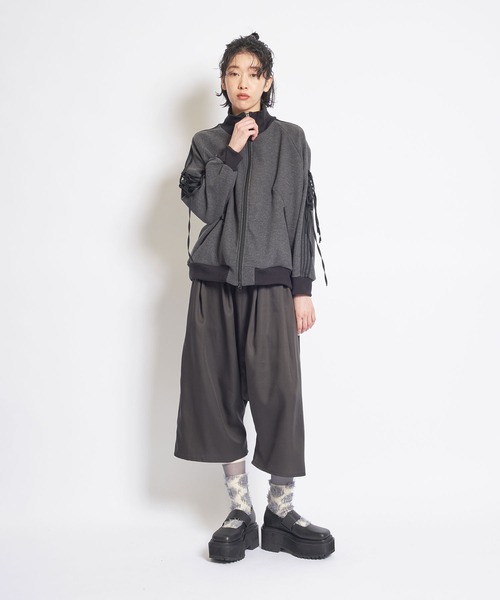 gomme（ゴム）の「ミルドジャージ　テープブルゾン（ライダースジャケット・レディース・チャコールグレー/ブラック・MEDIUM）」の19枚目の写真