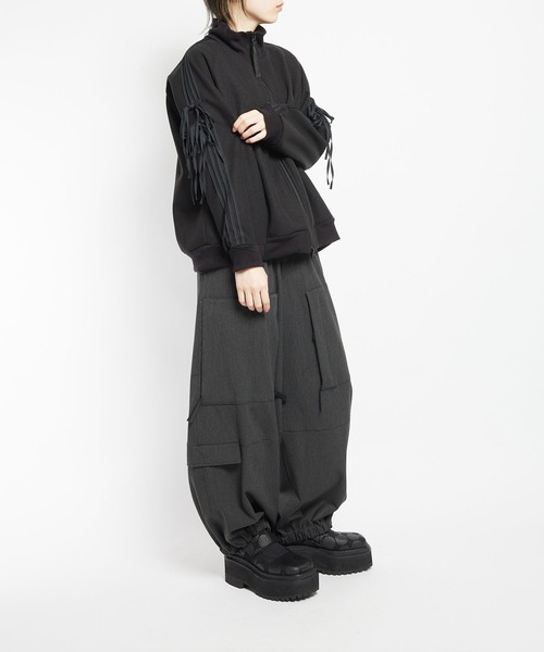 gomme（ゴム）の「ミルドジャージ　テープブルゾン（ライダースジャケット・レディース・チャコールグレー/ブラック・MEDIUM）」の5枚目の写真