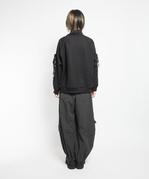 gomme（ゴム）の「ミルドジャージ　テープブルゾン（ライダースジャケット・レディース・チャコールグレー/ブラック・MEDIUM）」の6枚目の写真