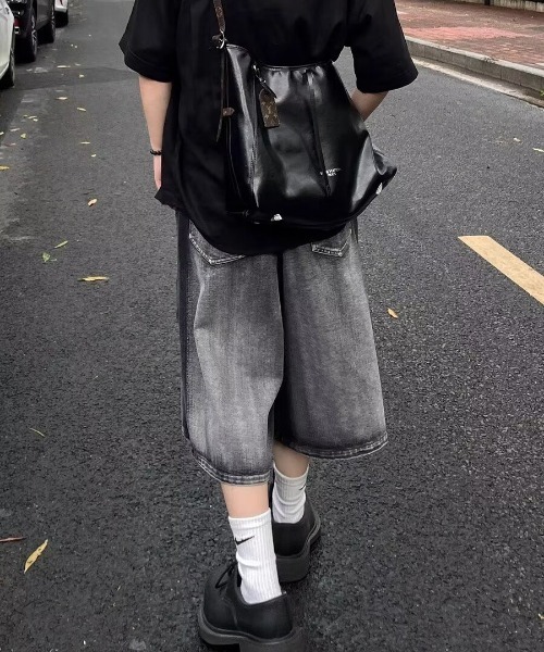 DEVICE(デバイス)の「ダメージ クラッシュ ハーフ デニム パンツ(デニムパンツ・メンズ・ブラック・FREE)」の3枚目の写真