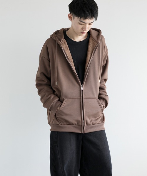 aimoha(アイモハ)の「aimoha men BASIC ZIP PARKA べシックジップパーカー裏起毛(パーカー・メンズ・ホワイト/ブラック/チョコ/グレー・SMALL/LARGE/X-LARGE/XXX-LARGE/MEDIUM/XX-LARGE)」の4枚目の写真