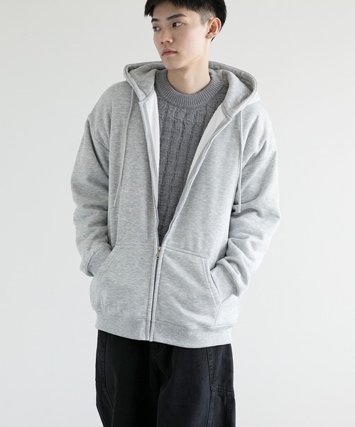 aimoha(アイモハ)の「aimoha men BASIC ZIP PARKA べシックジップパーカー裏起毛(パーカー・メンズ・ホワイト/ブラック/チョコ/グレー・SMALL/LARGE/X-LARGE/XXX-LARGE/MEDIUM/XX-LARGE)」の3枚目の写真