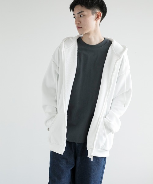 aimoha(アイモハ)の「aimoha men BASIC ZIP PARKA べシックジップパーカー裏起毛(パーカー・メンズ・ホワイト/ブラック/チョコ/グレー・SMALL/LARGE/X-LARGE/XXX-LARGE/MEDIUM/XX-LARGE)」の2枚目の写真