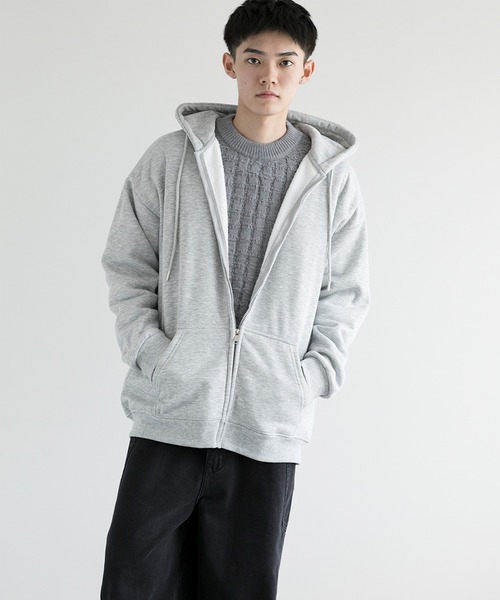 aimoha(アイモハ)の「aimoha men BASIC ZIP PARKA べシックジップパーカー裏起毛(パーカー・メンズ・ホワイト/ブラック/チョコ/グレー・SMALL/LARGE/X-LARGE/XXX-LARGE/MEDIUM/XX-LARGE)」の7枚目の写真