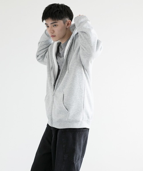 aimoha(アイモハ)の「aimoha men BASIC ZIP PARKA べシックジップパーカー裏起毛(パーカー・メンズ・ホワイト/ブラック/チョコ/グレー・SMALL/LARGE/X-LARGE/XXX-LARGE/MEDIUM/XX-LARGE)」の8枚目の写真