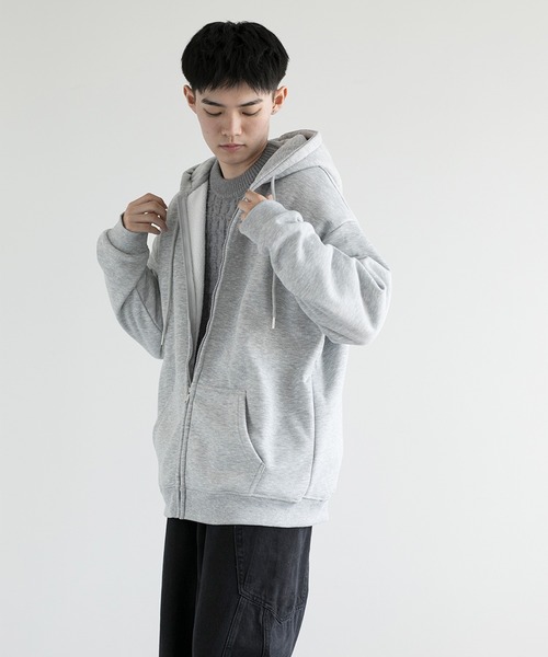 aimoha(アイモハ)の「aimoha men BASIC ZIP PARKA べシックジップパーカー裏起毛(パーカー・メンズ・ホワイト/ブラック/チョコ/グレー・SMALL/LARGE/X-LARGE/XXX-LARGE/MEDIUM/XX-LARGE)」の10枚目の写真