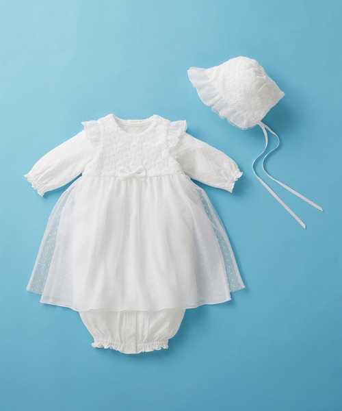 MIKI HOUSE(ミキハウス)の「セレモニードレスセット(ロンパース・キッズ・ホワイト・50-60cm)」の1枚目の写真