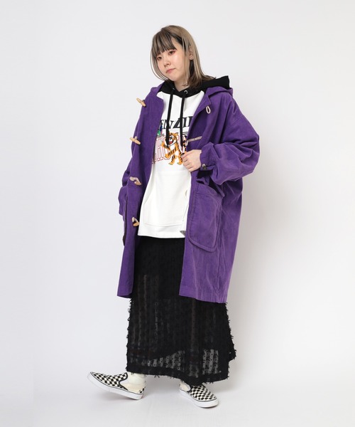 RNA(アールエヌエー)の「C0781 BIGダッフルコート(ダッフルコート・レディース・パープル/グリーン・MEDIUM)」の4枚目の写真