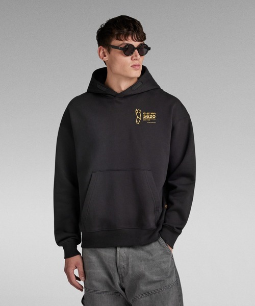 G-STAR(ジースター)の「5620 HOODED SWEATER/オーバーサイズグラフィックバックプリントパーカー(パーカー・メンズ・ホワイト/ダークブラック・SMALL/MEDIUM/LARGE)」の6枚目の写真