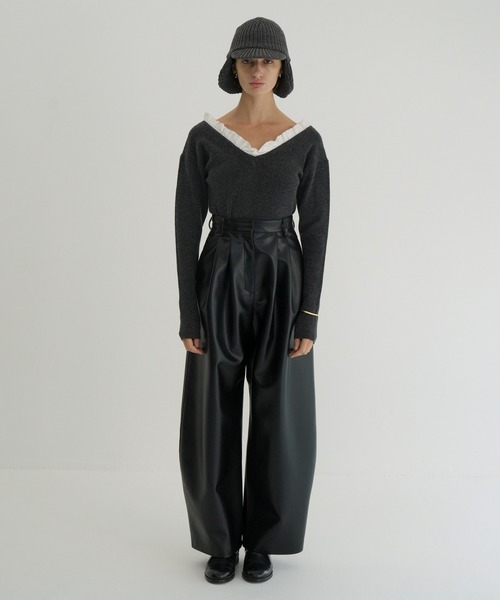 セール】VEGAN LEATHER CURVY PANTS（スラックス）｜CLANE（クラネ）の