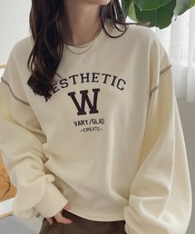 配色ステッチ・刺繍ロゴ 裏起毛BIGプルオーバー