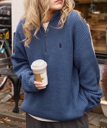 【U.S. POLO ASSN.】 7G あぜ編み ハーフジップ ニット / 長袖