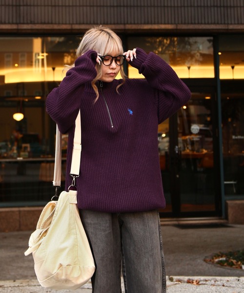 U.S. POLO ASSN.（ユーエスポロアッスン）の「【U.S. POLO ASSN.】 7G あぜ編み ハーフジップ ニット / 長袖（ニット/セーター・メンズ・レッド/ベージュ/ダークブルー/ネイビー/アイボリー/バイオレット/ダークオレンジ・LARGE/MEDIUM/X-LARGE）」の20枚目の写真