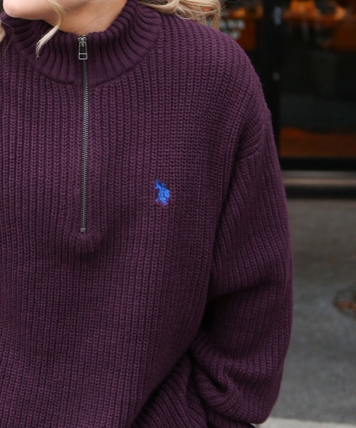 U.S. POLO ASSN.（ユーエスポロアッスン）の「【U.S. POLO ASSN.】 7G あぜ編み ハーフジップ ニット / 長袖（ニット/セーター・メンズ・レッド/ベージュ/ダークブルー/ネイビー/アイボリー/バイオレット/ダークオレンジ・LARGE/MEDIUM/X-LARGE）」の18枚目の写真