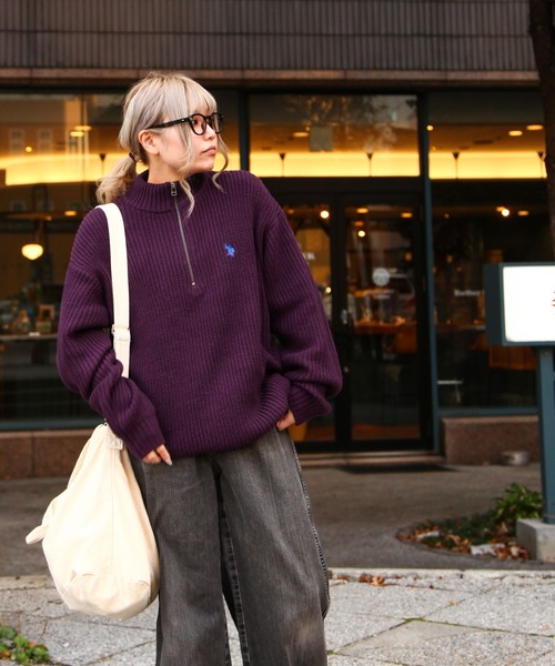U.S. POLO ASSN.（ユーエスポロアッスン）の「【U.S. POLO ASSN.】 7G あぜ編み ハーフジップ ニット / 長袖（ニット/セーター・メンズ・レッド/ベージュ/ダークブルー/ネイビー/アイボリー/バイオレット/ダークオレンジ・LARGE/MEDIUM/X-LARGE）」の17枚目の写真