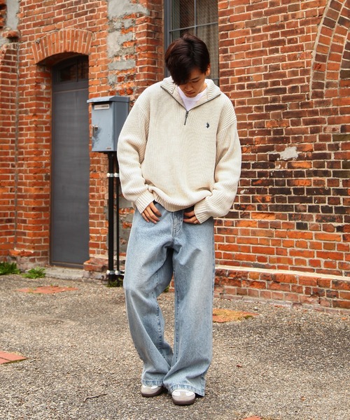 U.S. POLO ASSN.（ユーエスポロアッスン）の「【U.S. POLO ASSN.】 7G あぜ編み ハーフジップ ニット / 長袖（ニット/セーター・メンズ・レッド/ベージュ/ダークブルー/ネイビー/アイボリー/バイオレット/ダークオレンジ・LARGE/MEDIUM/X-LARGE）」の12枚目の写真