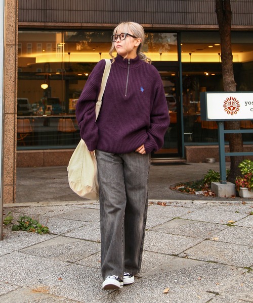 U.S. POLO ASSN.（ユーエスポロアッスン）の「【U.S. POLO ASSN.】 7G あぜ編み ハーフジップ ニット / 長袖（ニット/セーター・メンズ・レッド/ベージュ/ダークブルー/ネイビー/アイボリー/バイオレット/ダークオレンジ・LARGE/MEDIUM/X-LARGE）」の21枚目の写真