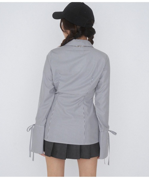 ANAP GiRL(アナップガール)の「【ティーンズライン】ダブルジップ デザインシャツ(MLサイ(シャツ/ブラウス・キッズ・ブラック×ホワイト/ライトグレー・M/L)」の5枚目の写真