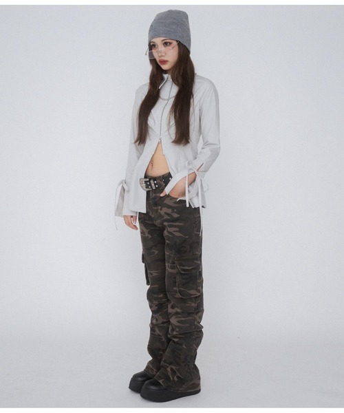 ANAP GiRL(アナップガール)の「【ティーンズライン】ダブルジップ デザインシャツ(MLサイ(シャツ/ブラウス・キッズ・ブラック×ホワイト/ライトグレー・M/L)」の14枚目の写真