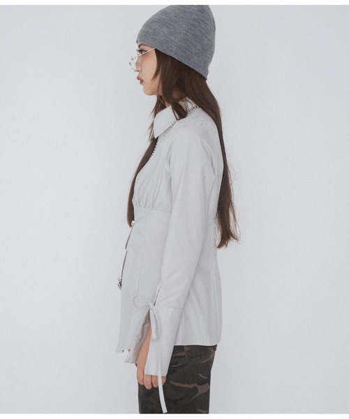 ANAP GiRL(アナップガール)の「【ティーンズライン】ダブルジップ デザインシャツ(MLサイ(シャツ/ブラウス・キッズ・ブラック×ホワイト/ライトグレー・M/L)」の18枚目の写真