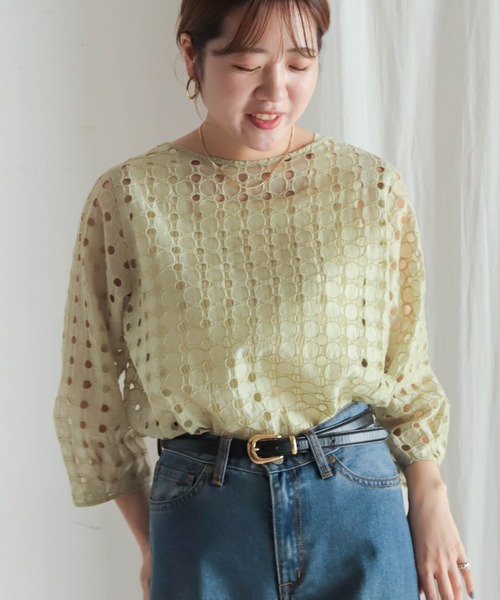 カットワーク刺繍 ボートネックブラウス | NOMBRE IMPAIR