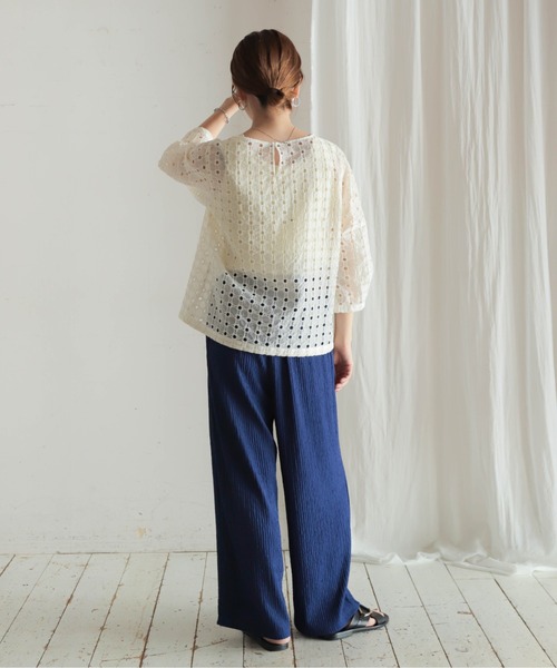 カットワーク刺繍 ボートネックブラウス | NOMBRE IMPAIR