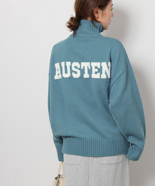 LOGAN knitting mills(ローガンニッティングミルズ)の「《追加》別注【LOGAN Knitting Mills】*RELUME ハーフジップニットプルオーバー(ニット/セーター・レディース・ライトグレー/ネイビー/サックスブルー・FREE)」の3枚目の写真