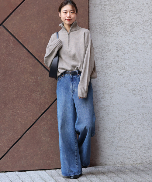 LOGAN knitting mills(ローガンニッティングミルズ)の「《追加》別注【LOGAN Knitting Mills】*RELUME ハーフジップニットプルオーバー(ニット/セーター・レディース・ライトグレー/ネイビー/サックスブルー・FREE)」の16枚目の写真