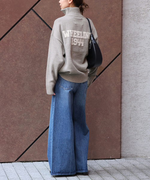LOGAN knitting mills(ローガンニッティングミルズ)の「《追加》別注【LOGAN Knitting Mills】*RELUME ハーフジップニットプルオーバー(ニット/セーター・レディース・ライトグレー/ネイビー/サックスブルー・FREE)」の19枚目の写真