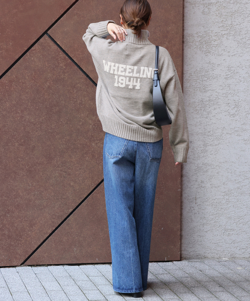 LOGAN knitting mills(ローガンニッティングミルズ)の「《追加》別注【LOGAN Knitting Mills】*RELUME ハーフジップニットプルオーバー(ニット/セーター・レディース・ライトグレー/ネイビー/サックスブルー・FREE)」の20枚目の写真