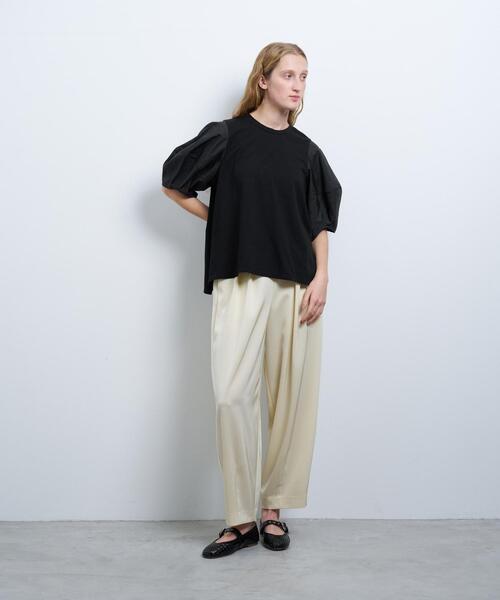 LANVIN en Bleu（ランバンオンブルー）の「コクーンスリーブコンビカットソー（Tシャツ/カットソー・レディース・ライトカーキ/ベージュ/ブラック/チャコールグレー/オフホワイト・38）」の6枚目の写真