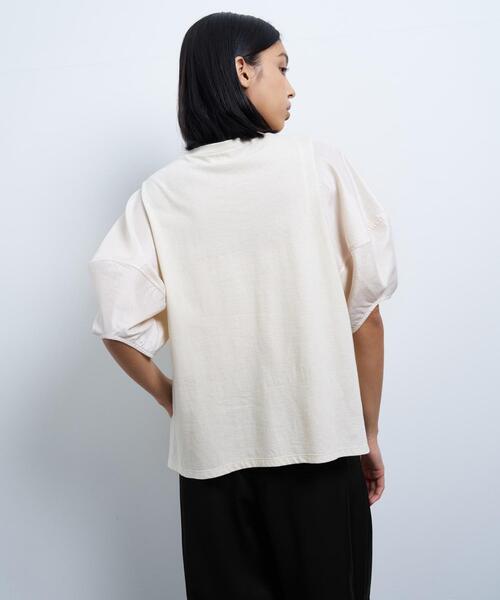 LANVIN en Bleu（ランバンオンブルー）の「コクーンスリーブコンビカットソー（Tシャツ/カットソー・レディース・ライトカーキ/ベージュ/ブラック/チャコールグレー/オフホワイト・38）」の18枚目の写真