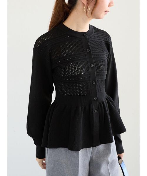 Te chichi（テチチ）の「ペプラムニットカーディガン（カーディガン/ボレロ・レディース・ホワイト/ブラック・F）」の18枚目の写真