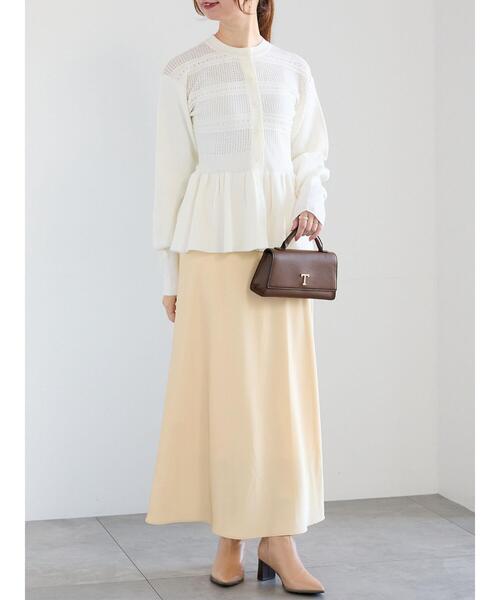 Te chichi（テチチ）の「ペプラムニットカーディガン（カーディガン/ボレロ・レディース・ホワイト/ブラック・F）」の16枚目の写真