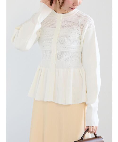 Te chichi（テチチ）の「ペプラムニットカーディガン（カーディガン/ボレロ・レディース・ホワイト/ブラック・F）」の15枚目の写真