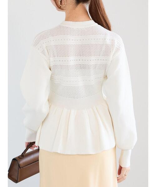 Te chichi（テチチ）の「ペプラムニットカーディガン（カーディガン/ボレロ・レディース・ホワイト/ブラック・F）」の14枚目の写真