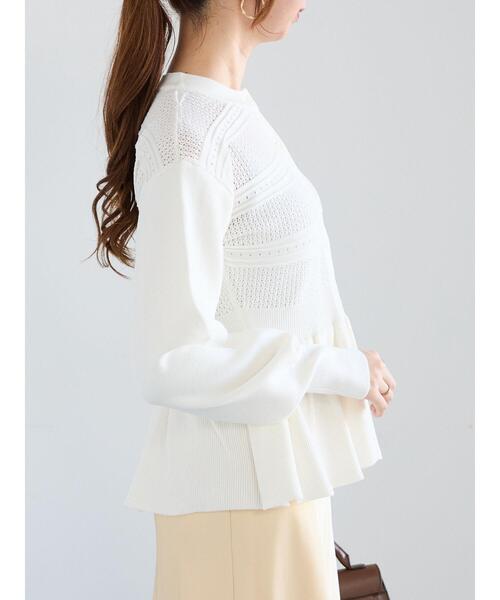 Te chichi（テチチ）の「ペプラムニットカーディガン（カーディガン/ボレロ・レディース・ホワイト/ブラック・F）」の13枚目の写真