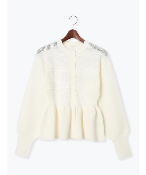 Te chichi（テチチ）の「ペプラムニットカーディガン（カーディガン/ボレロ・レディース・ホワイト/ブラック・F）」の10枚目の写真